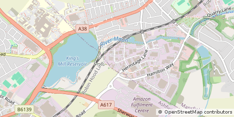 Map of Mansfield, Nottingham
