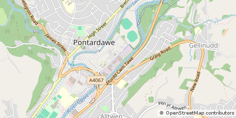 Map of Abergavenny, West Glam