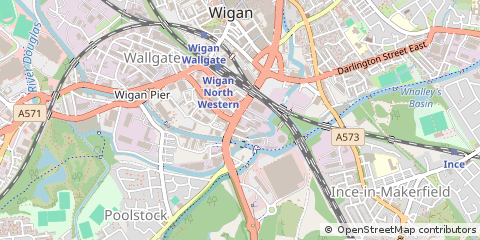 Map of Wigan, Lancashire