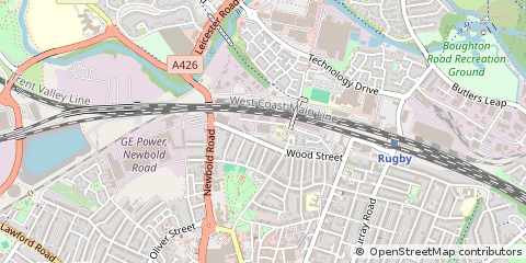 Map of Rugby, Warwickshire