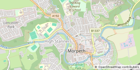 Map of Morpeth, Northumberland