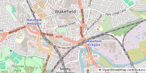 Map of Wakefield, West Yorkshire