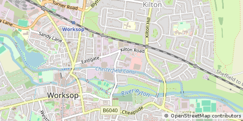 Map of Worksop, Notts.