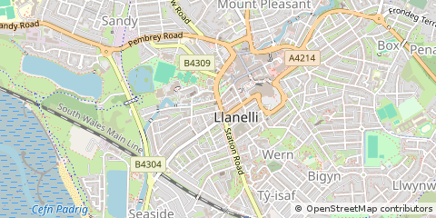 Map of Llanelli, Carmarthenshire