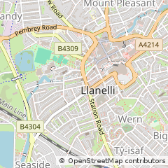 Map of Llanelli, Carmarthenshire