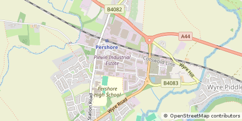 Map of Pershore, Worcestershire