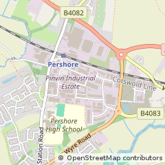 Map of Pershore, Worcestershire