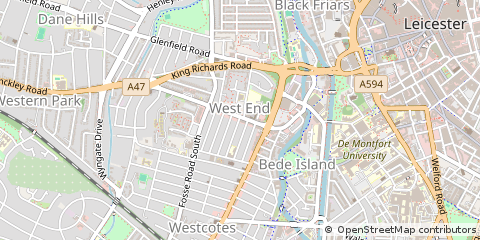 Map of Leicester, Leicestershire