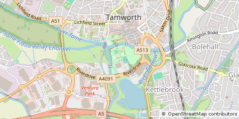 Map of Tamworth, Staffordshire