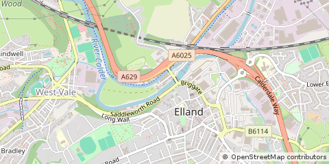 Map of Elland, West Yorkshire