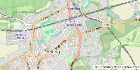 Map of Dorking, Surrey