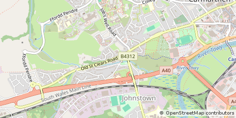 Map of Carmarthen, Carmarthenshire