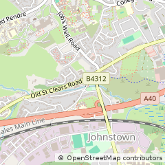 Map of Carmarthen, Carmarthenshire