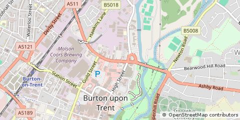 Map of Burton-on-Trent, Staffordshire