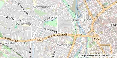 Map of Leicester, Leicestershire