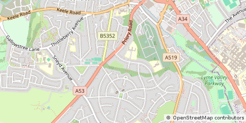 Map of Westlands, Staffordshire