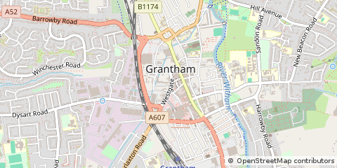 Map of Grantham, Lincolnshire