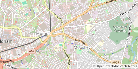 Map of Oldham, Lancashire