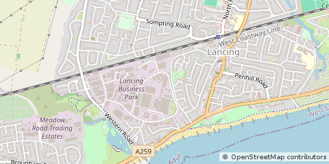 Map of Lancing, West Sussex