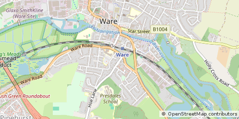 Map of Ware, Hertfordshire