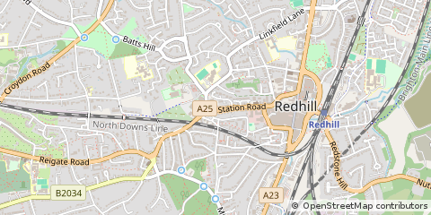 Map of Redhill, Surrey