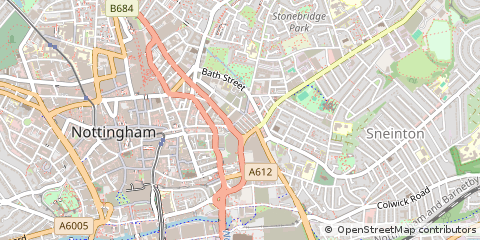 Map of Nottingham, Nottinghamshire
