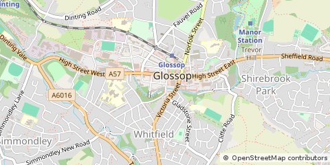 Map of Glossop, Derbyshire