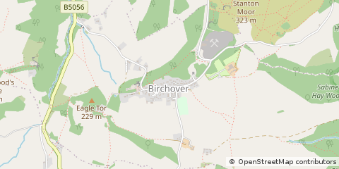 Map of Birchover, Derbyshire