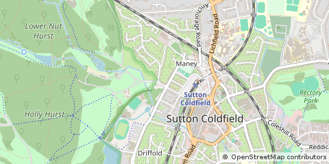 Map of Sutton Coldfield, West Midlands