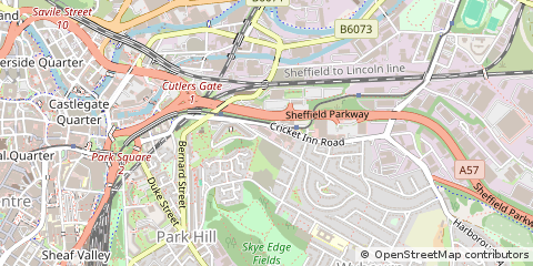 Map of Sheffield, South Yorkshire
