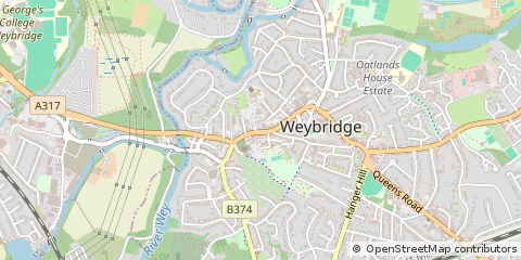 Map of Weybridge, Surrey