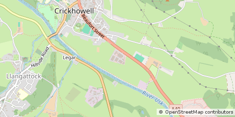 Map of Crickhowell, Powys
