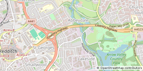 Map of Redditch, Worcestershire