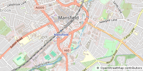 Map of Mansfield, Nottinghamshire
