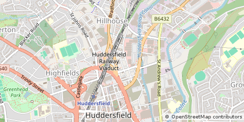 Map of Huddersfield, West Yorkshire