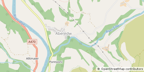 Map of Builth Wells, Powys