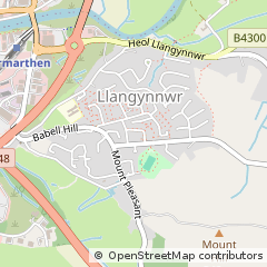 Map of Carmarthen, Carmarthenshire