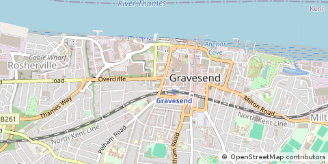 Map of Gravesend, Kent