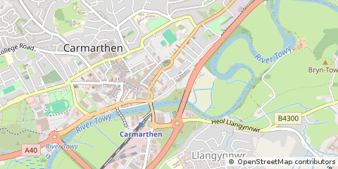 Map of Carmarthen, Carmarthenshire