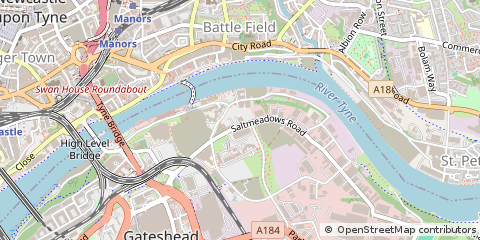 Map of Gateshead, Tyne and Wear