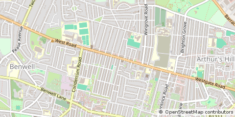 Map of Newcastle Upon Tyne, West Yorkshire