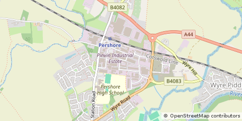 Map of Pershore, Worcestershire