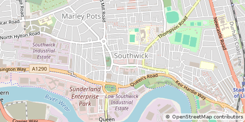 Map of Sunderland, Tyne and Wear