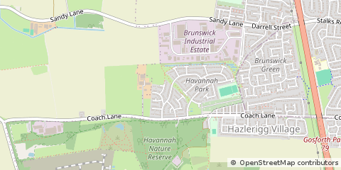 Map of Hazlerigg, Newcastle Upon Tyne