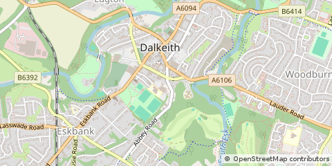 Map of Dalkeith, Midlothian