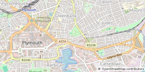 Map of Plymouth, Devon