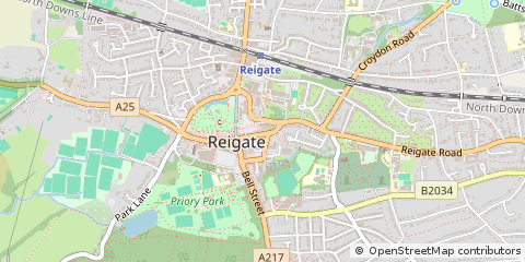 Map of Reigate, Surrey