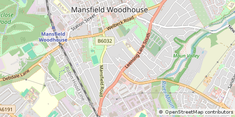Map of Mansfield, Nottinghamshire