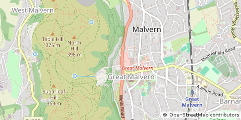 Map of Malvern, Worcestershire