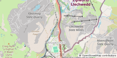 Map of Blaenau Ffesitiniog, Gwynedd